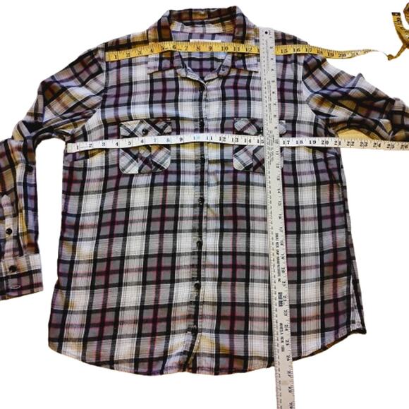 🖤🩷Faded Glory Plaid Flannel Shirt Lot of 2 L Black Pink Blue Brown Bundle 💙🤎 - Picture 15 of 15